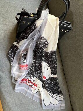 VINTAGE MOSCHINO Cheap and Chic Scarf - Graphic Cartoon Scribble Print - 26x66